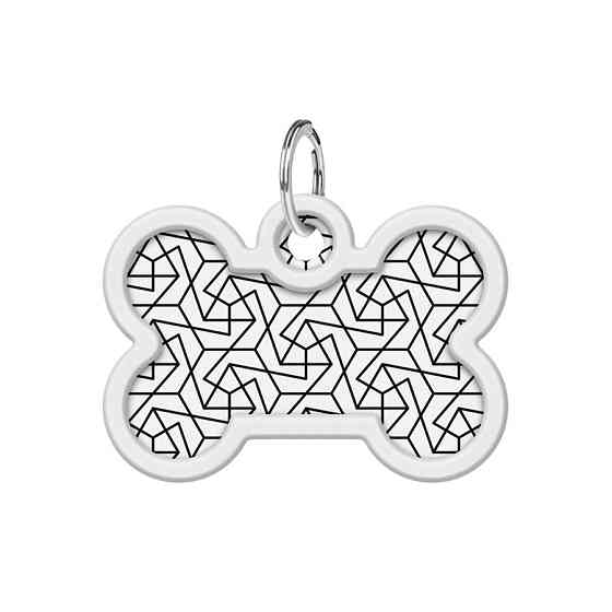Адресник для собак і котів металевий WAUDOG Smart ID з QR-паспортом, малюнок "Геометрія", кістка, Д 40 мм, Вінниця