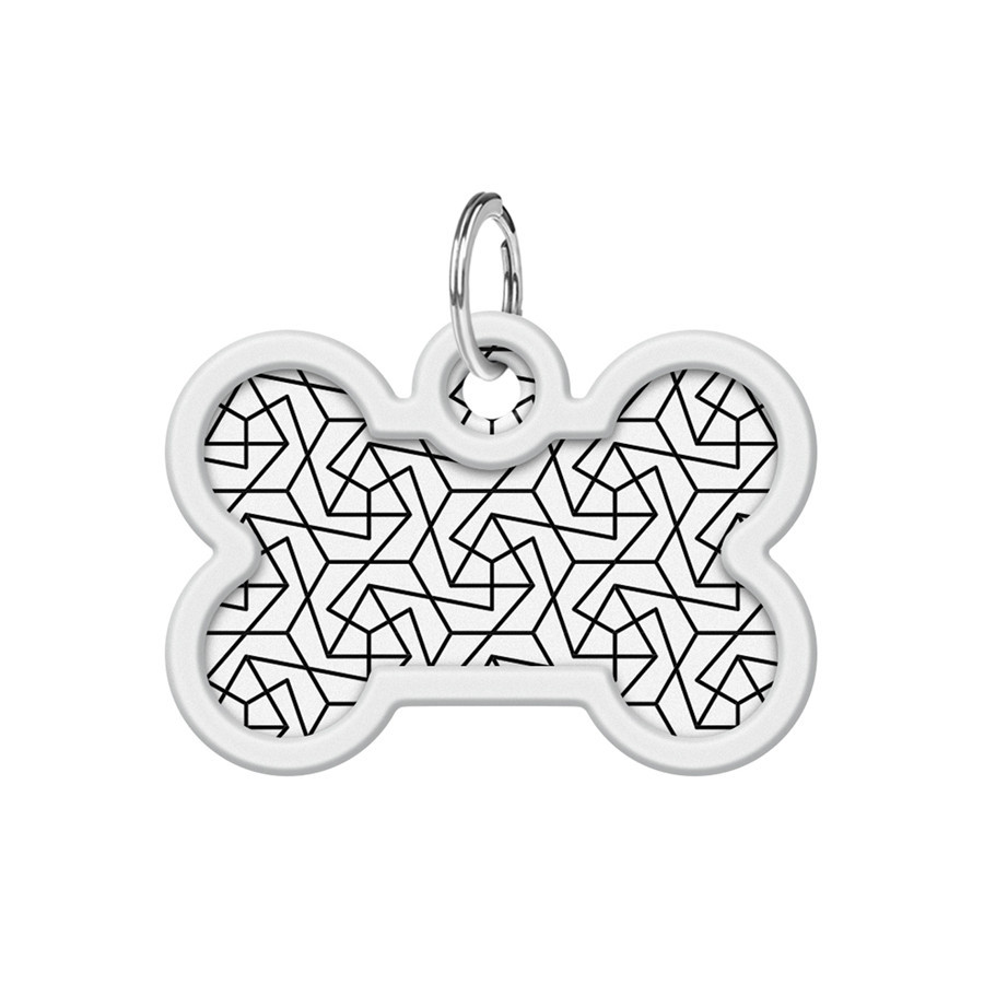 Адресник для собак і котів металевий WAUDOG Smart ID з QR-паспортом, малюнок "Геометрія", кістка, Д 40 мм, Вінниця - фото 2