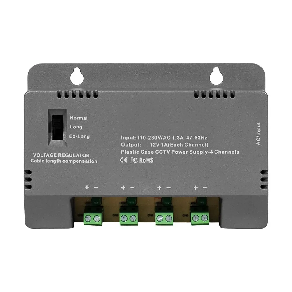 Блок живлення Kraft KRF-1204B (4CH) 60W, 4 канали навантаження, 12V/1A на 1 канал, з регулятором напруги для компенсації довжини Київ - фото 11