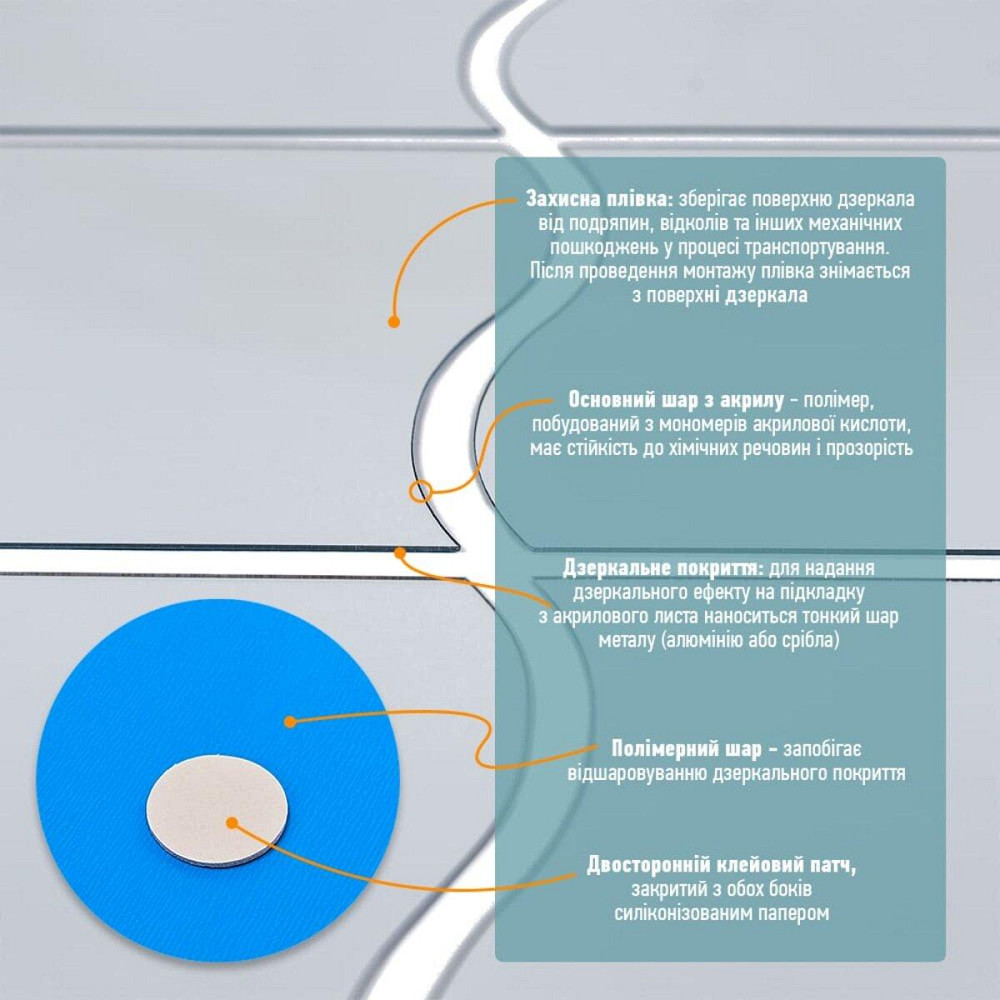 Зеркальный акриловый декор самоклеящийся, серебро, 6 шт Киев - изображение 4