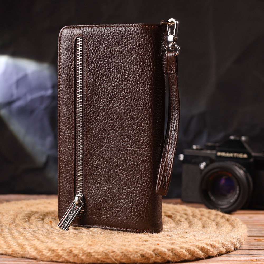 Оригинальное портмоне клатч из натуральной кожи CANPELLINI 21537 Коричневое Киев - изображение 10