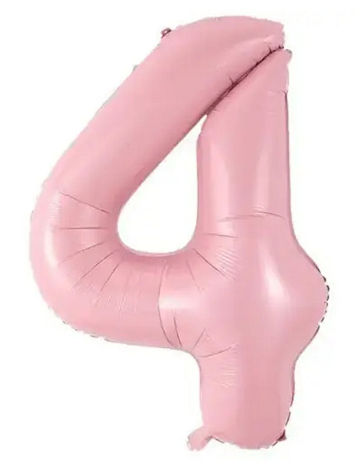 Цифра фольгирована 4 розовая  30