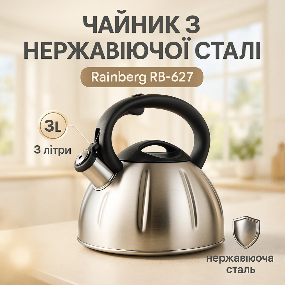 Чайник из нержавеющей стали качественный, Практичный чайник для газовой плиты газовый красивый OR-36 Львов - изображение 11