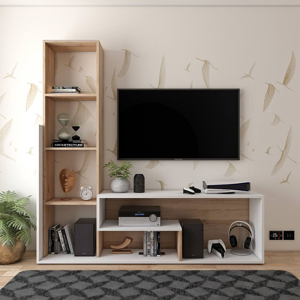 Стінка у вітальню Doros Етану 150х30х150 см Дуб артизан/Білий (DRS-011335) Дніпро - фото 2