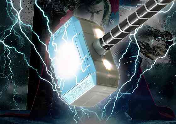 Молот Тора дитячий із звуковими ефектами RESTEQ. Косплей Месники Без підсвічування Київ