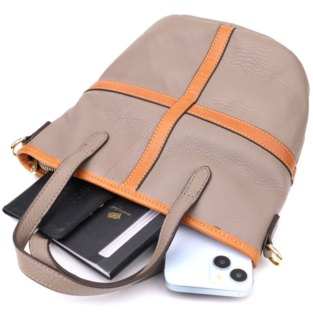 Вместительная сумка из натуральной кожи для женщин Vintage 22998 Серый Киев - изображение 8