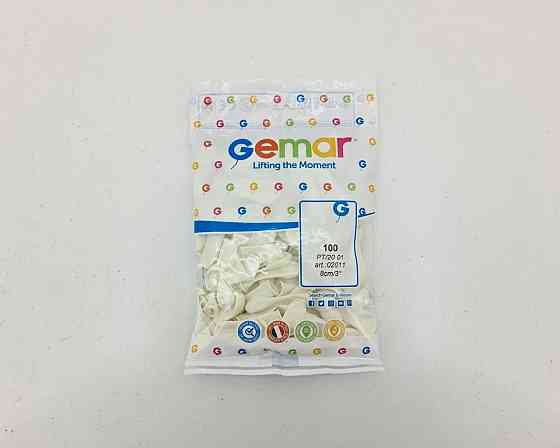 Повітряні кульки 3" (8 см) пастель білий латексні бомбочки 100 шт Gemar (1 пачка) Харків