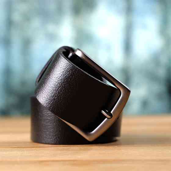 Надежный мужской ремень из натуральной кожи Черный (BOND) Киев