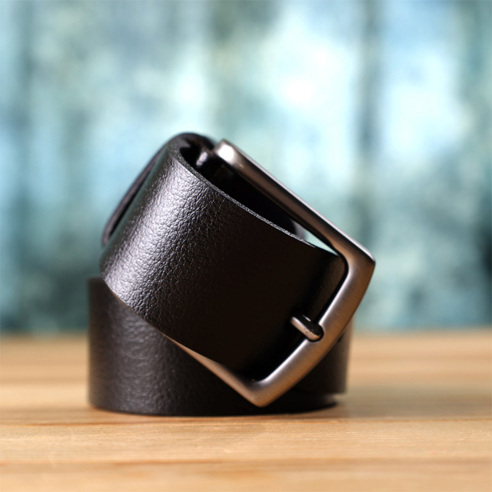 Надійний чоловічий ремінь із натуральної шкіри Чорний (BOND) Київ - фото 4