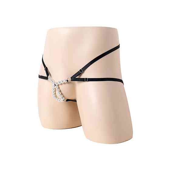 Стрінги чоловічі з намистинками one size чорний Київ