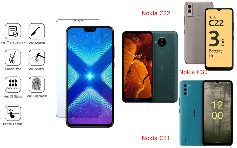 Защитное стекло NeoGlass для Nokia C22, Nokia C30, Nokia C31 – ультрапрозрачное и устойчивое Киев - изображение 4