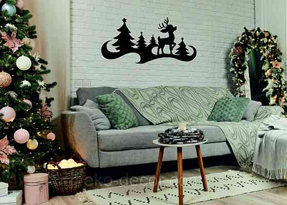 Декоративное настенное Панно «Олень», Декор на стену 90*43 см, Черный Киев