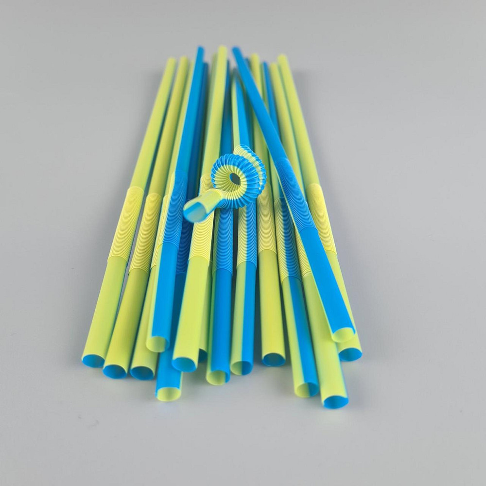 Трубочка-соломка для напитков с гофрой d6,0 -26см Сине-желтая  Артистик (100 шт) Харьков - изображение 1