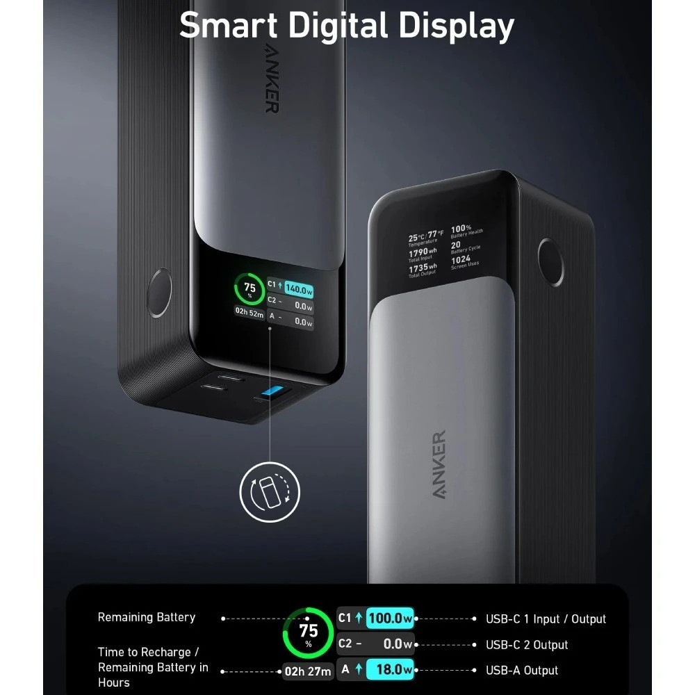 Універсальна мобільна батарея Anker PowerCore 737 GaNPrime 24000 mAh 140 W Black (A1289011) 16147 Харьков - изображение 9
