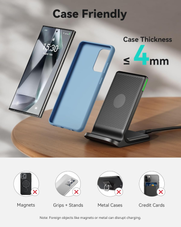 Бездротова зарядка INIU WI-211 15 Вт Qi, підставка для iPhone Samsung Google, USB-C, подвійна котушка, LED Київ
