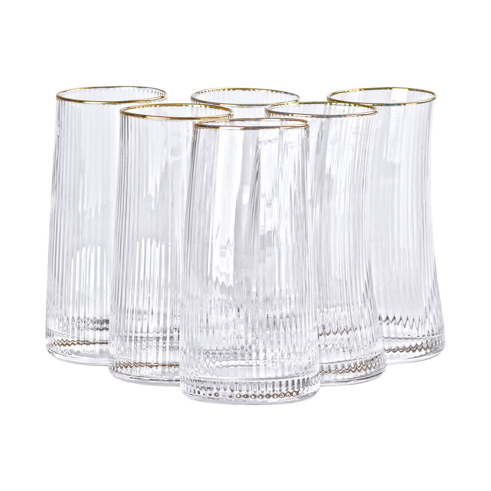 Набір стаканів високих 6 штук по 600 мл із золотим обідком HP-16-19 Київ - фото 1