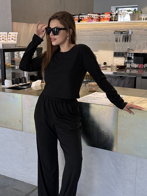 Жіночий костюм штани з лонгслівом рубчик Бежевий Харків - фото 4