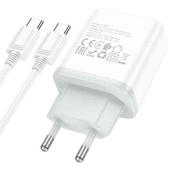 Мережевий зарядний пристрій з кабелем HOCO C104A Stage single port PD20W charger set (Type-C to Type-C) (EU) Одеса
