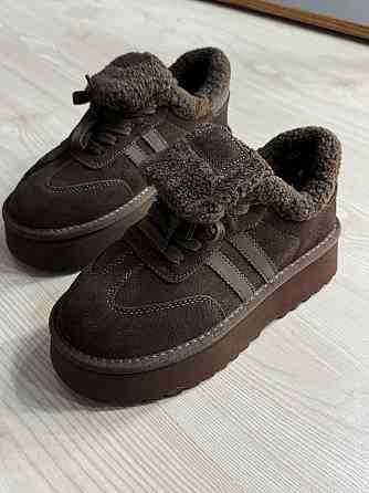 Ботинки женские Hengji 009-7 угги замшевые на меху коричневые, 38, 24 см Киев