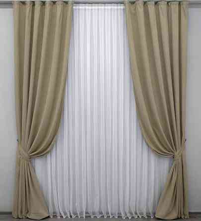 Комплект готовых штор VR-Textil Микровелюр SPARTA № 1196ш Бежевый 150х290 см 2 шт (33-0019) Киев