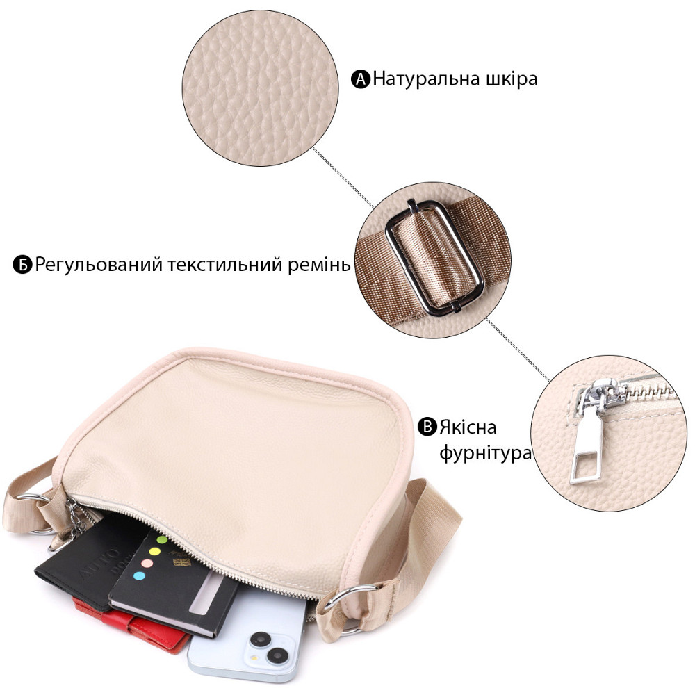 Стильная сумка для женщин из натуральной кожи Vintage 23010 Белый Киев - изображение 4