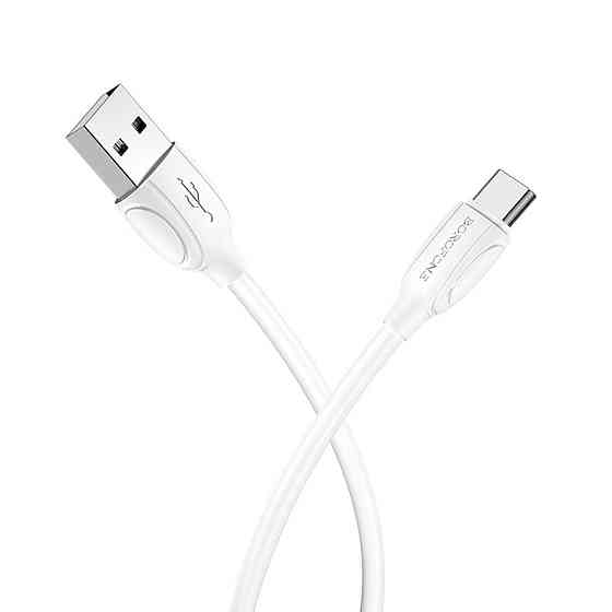 Кабель USB - Type-C BOROFONE BX19 2.4A 1m PVC TPE конектори колір білий BX19CW Одеса