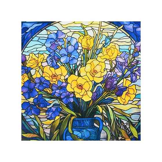 Алмазна мозаїка "Вітражні квіти" DEEX16280 не повна викладка 30х30 см Вінниця