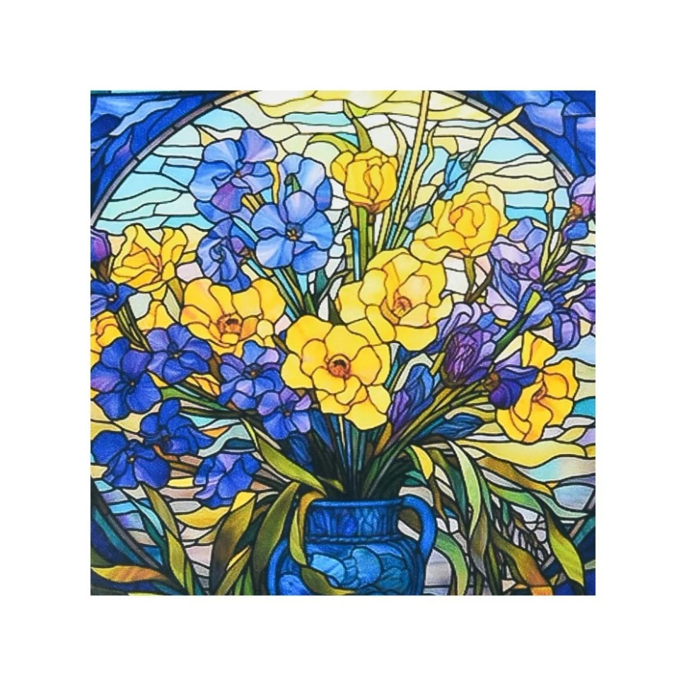 Алмазна мозаїка "Вітражні квіти" DEEX16280 не повна викладка 30х30 см Вінниця - фото 1