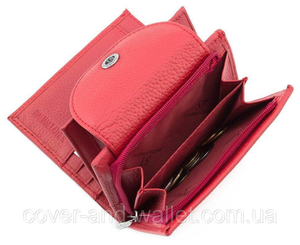 Небольшой женский кожаный портмоне красного цвета на много карточек ST 410 Киев - изображение 5
