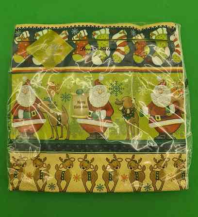 Новогодняя бумажная салфетка (ЗЗхЗЗ, 20шт) LuxyНГ Рождественский пересчет(1239) (1 пачка) Харьков