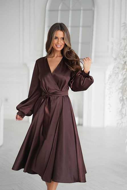 Жіноча сукня з запахом, з атласу Одеса - фото 4