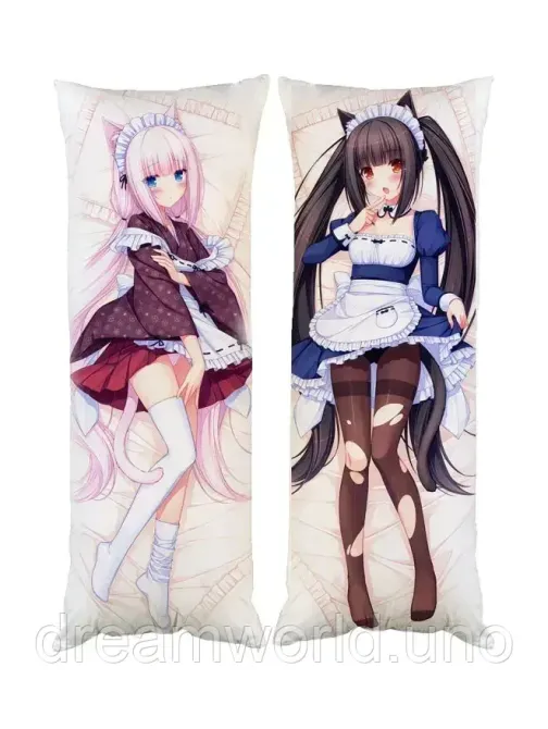 Подушка дакимакура Чокола Ванила Некопара Кошачий Рай декоративная ростовая подушка для обнимания двусторонняя 60х180 Харьков - изображение 1