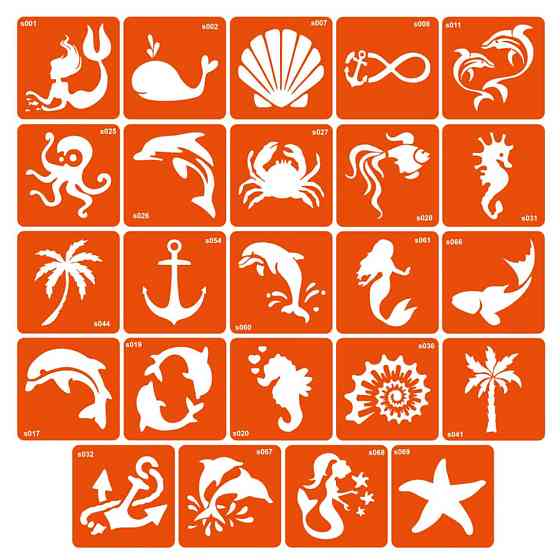 Набор трафаретов для био-тату «S - море» s-simple_24_1 Винница