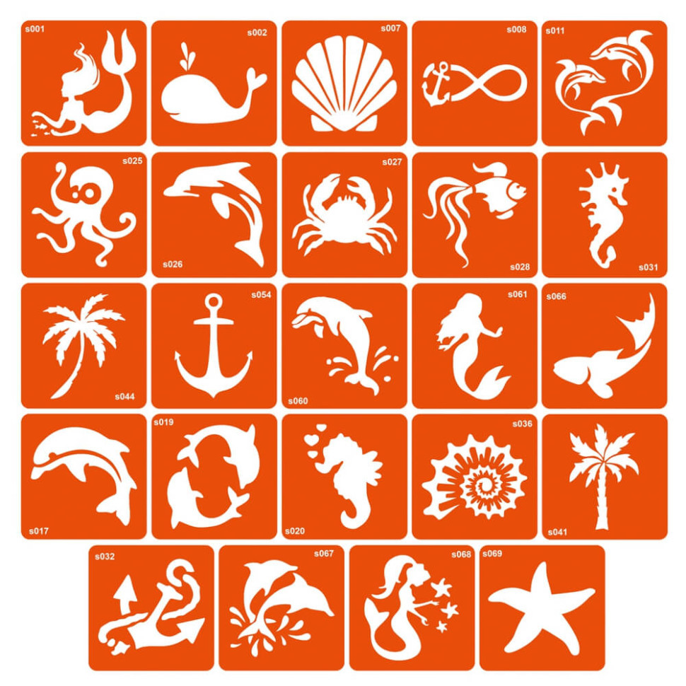 Набор трафаретов для био-тату «S - море» s-simple_24_1 Винница - изображение 1