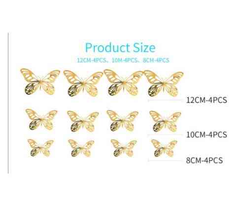 Набір золотистих декоративних метеликів на скотчі - у наборі 12шт. різних розмірів Київ