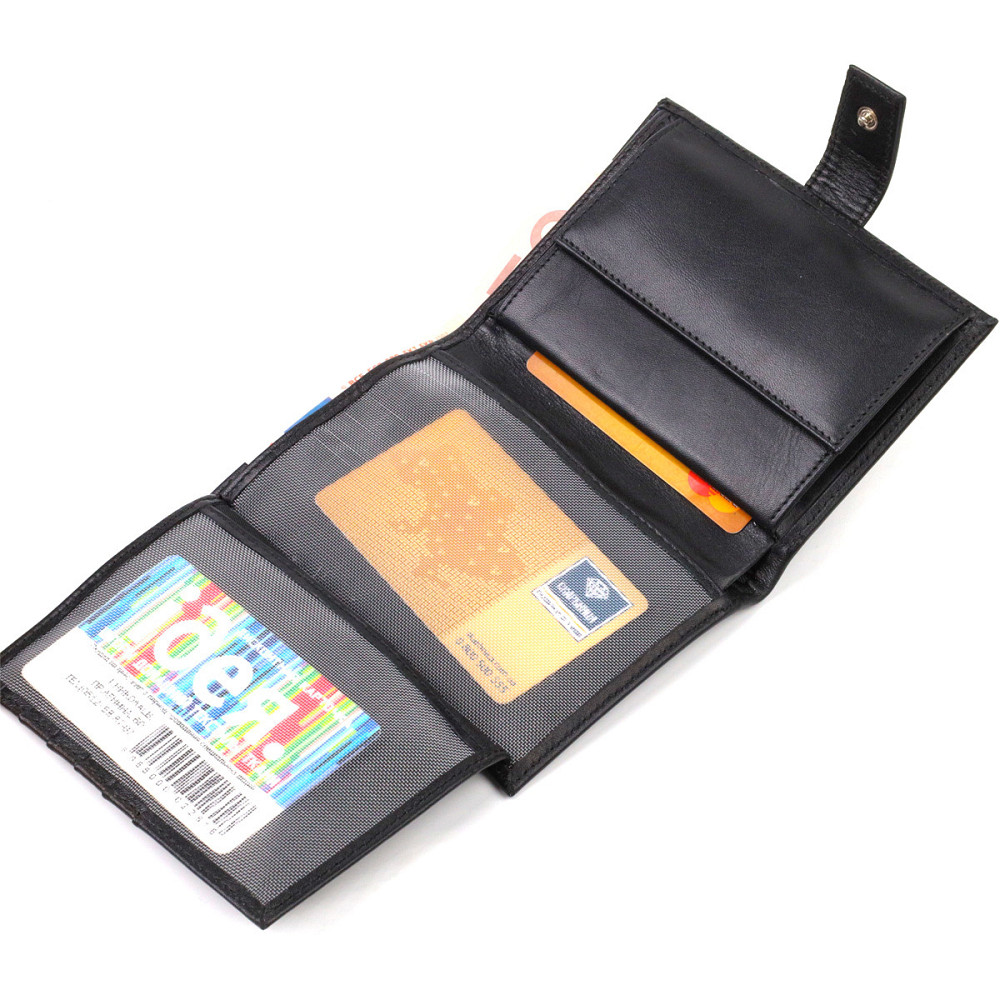 Классическое вертикальное мужское портмоне среднего размера из натуральной гладкой кожи CANPELLINI 21857 Черное Киев - изображение 7