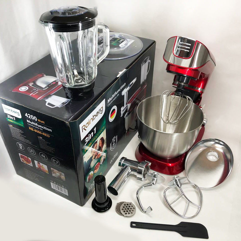 Міксери з чашею з нержавіючої сталі Rainberg RB-8080, Комбайн для тіста тістомісильник, Комбайн 3в1 JA-48 Львів - фото 1