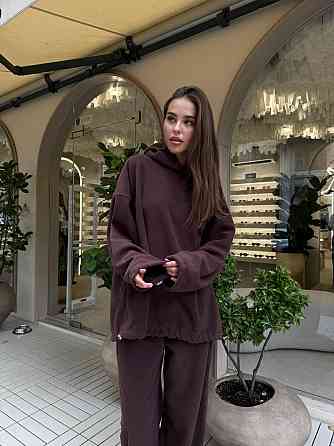 Жіночий стильний теплий костюм двосторонній фліс-полір Шоколад Одеса