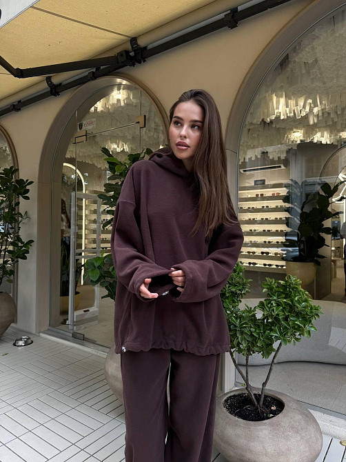 Жіночий стильний теплий костюм двосторонній фліс-полір Шоколад Одеса - фото 6