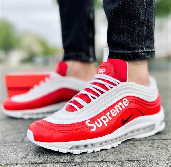 Кросівки Nike 97 Червоні SUPREME Чоловічі з Амортизацією Білі Найк (розміри: 41,42,45) Відео Огляд Дніпро - фото 3