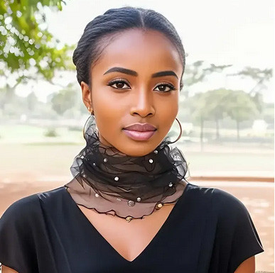 Шарфик кружевной черный с бусинами Киев - изображение 1