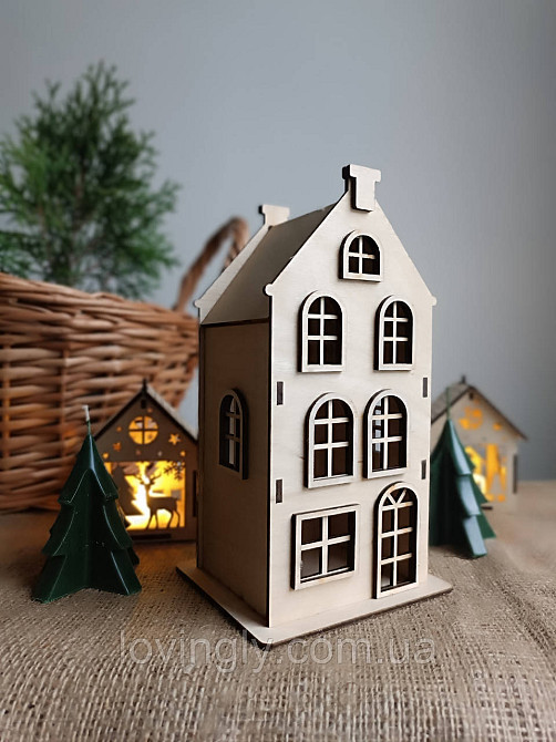 Декоративный домик  подсвечник с LED 22 см Ирпень - изображение 4