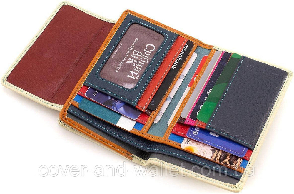 Красивый женский кожаный кошелек молочного цвета на магнитах ST Leather Киев - изображение 5