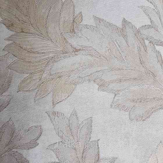 Шпалери метрові вінілові на флізелін 24 Carati Cristiana Masi листя великі золотом сріблом на сірому Київ