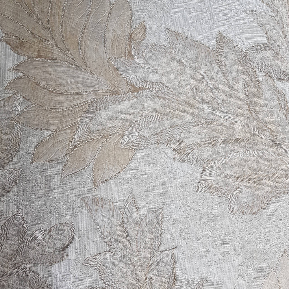 Шпалери метрові вінілові на флізелін 24 Carati Cristiana Masi листя великі золотом сріблом на сірому Київ - фото 2