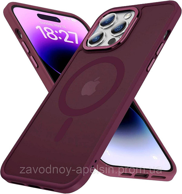 IPhone 15 Pro Max Чехол матовый Магнит TPU+PC (бордовый) Одесса - изображение 1