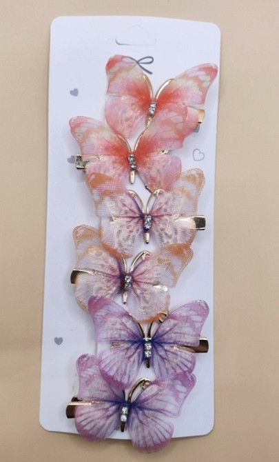 Комплект шпильок "Метелики" 6 шт. Різнокольоровий 1 Сміла - фото 1