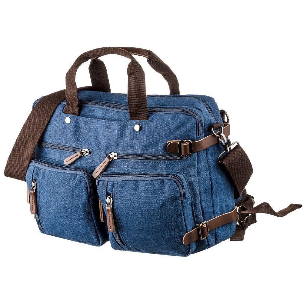 Сумка-трансформер текстильна велика Vintage 20153 Синя Київ - фото 7