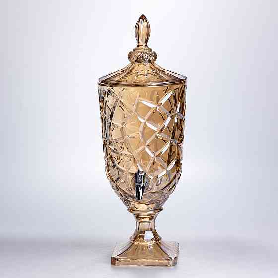 Лимонадниця з краном скляна 3 л диспенсер для напоїв лимонадник із краном Золотистий HP-19-308 Коломия