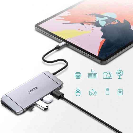 Концентратор Choetech HUB-M15 9 in 1 USB-C Multiport Adapter Сірий Харків